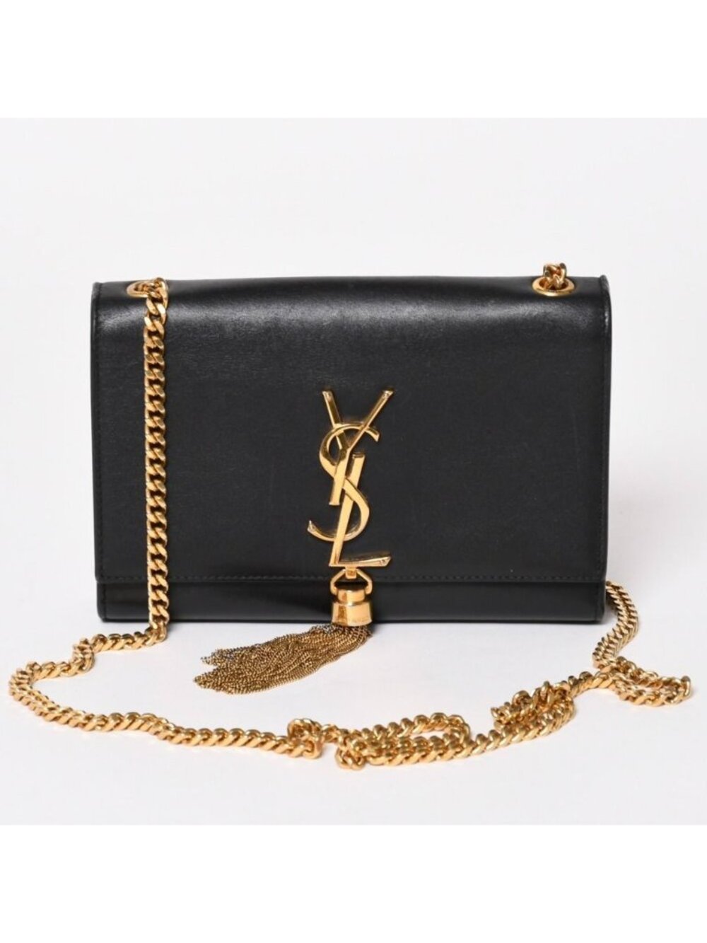 Saint Laurent Shoulder Bag Gold Black YSL Logo
